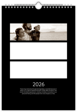 Fotokalendar nástenný mesačný na výšku z fotiek - Minimalist Dark