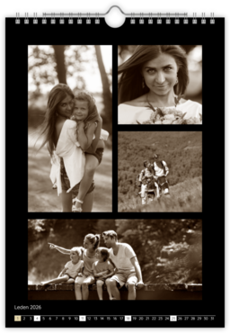 Fotokalendar nástenný mesačný na výšku z fotiek - Minimalist Dark