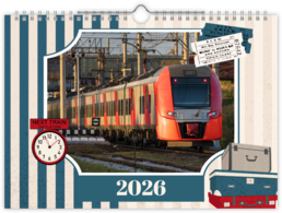 Fotokalendár nástenný mesačný na šírku - Vlaky 