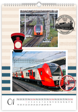 Fotokalendář exklusiv na výšku - Vlaky 