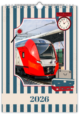 Fotokalendar nástenný mesačný na výšku z fotiek - Vlaky