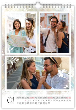 Fotokalendar nástenný mesačný na výšku z fotiek - Farebná textúra