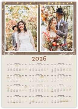 ročný fotokalendár ako plagát - Svadba drevo