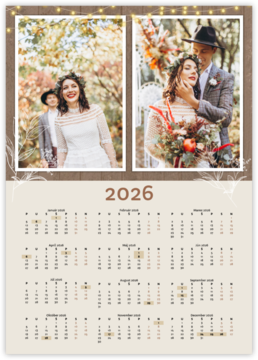 ročný fotokalendár ako plagát - Svadba drevo