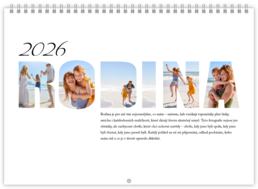 Nástenný plánovací fotokalendar - Slovo Rodina