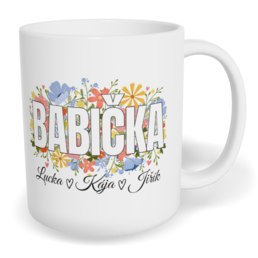 Hrnek klasický malý s vlastním potiskem - Květinová babička