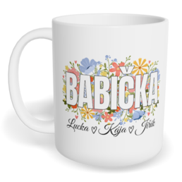 Hrnek klasický malý s vlastním potiskem - Květinová babička