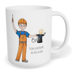 Hrnek klasický malý s vlastním potiskem - Jsem elektrikář