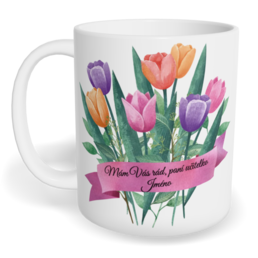 Hrnek klasický malý s vlastním potiskem - Mám vás rád, paní učitelko