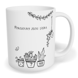 Hrnek klasický malý s vlastním potiskem - Pokojovky jsou láska