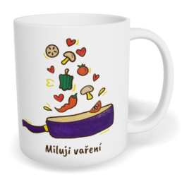 Hrnek klasický malý s vlastním potiskem - Miluji vaření
