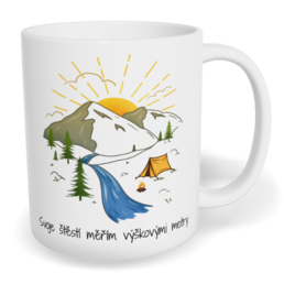 Hrnek klasický malý s vlastním potiskem - Svoje štěstí měřím výškovými metry