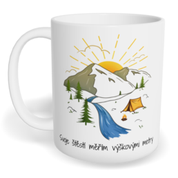 Hrnek klasický malý s vlastním potiskem - Svoje štěstí měřím výškovými metry
