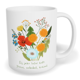 Hrnek klasický malý s vlastním potiskem - Žij jako luční květ