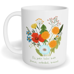 Hrnek klasický malý s vlastním potiskem - Žij jako luční květ