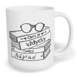 Hrnek klasický malý s vlastním potiskem - Čtení je vždycky dobrý nápad