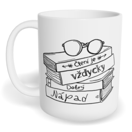 Hrnek klasický malý s vlastním potiskem - Čtení je vždycky dobrý nápad