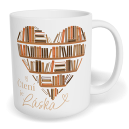 Hrnek klasický malý s vlastním potiskem - Čtení je láska
