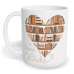 Hrnek klasický malý s vlastním potiskem - Čtení je láska