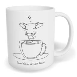 Hrnek klasický malý s vlastním potiskem - Ranní káva, ať nejsi kráva