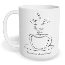 Hrnek klasický malý s vlastním potiskem - Ranní káva, ať nejsi kráva
