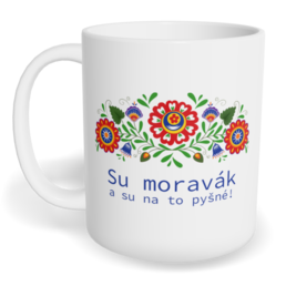 Hrnek klasický malý s vlastním potiskem - Su moravák a su na to pyšné
