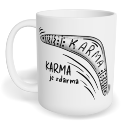 Hrnek klasický malý s vlastním potiskem - Karma je zdarma