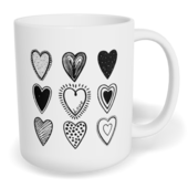 Hrnek klasický malý s vlastním potiskem - Černobílá srdíčka