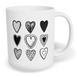 Hrnek klasický malý s vlastním potiskem - Černobílá srdíčka