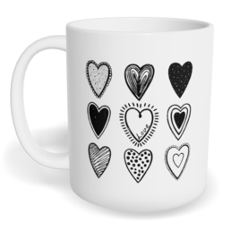 Hrnek klasický malý s vlastním potiskem - Černobílá srdíčka