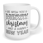 Hrnek klasický malý s vlastním potiskem - We wish you a merry Christmas and happy New Year