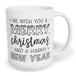 Hrnek klasický malý s vlastním potiskem - We wish you a merry Christmas and happy New Year