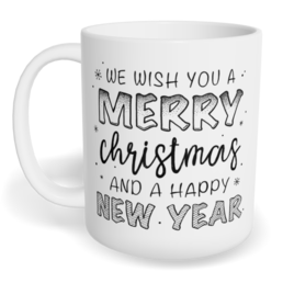 Hrnek klasický malý s vlastním potiskem - We wish you a merry Christmas and happy New Year