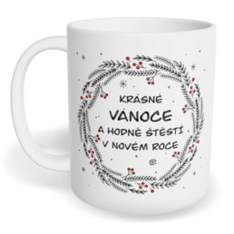 Hrnek klasický malý s vlastním potiskem - Krásné Vánoce