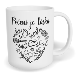 Hrnek klasický malý s vlastním potiskem - Pečení je láska