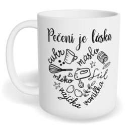 Hrnek klasický malý s vlastním potiskem - Pečení je láska