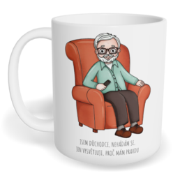 Hrnek klasický malý s vlastním potiskem - Jsem důchodce