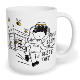 Hrnek klasický malý s vlastním potiskem - Včelař, pokud běžím, běžte taky