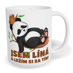 Hrnek klasický malý s vlastním potiskem - Jsem líná a ležím si za tím