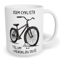 Hrnek klasický malý s vlastním potiskem - Jsem cyklista, tělem i prasklou duší