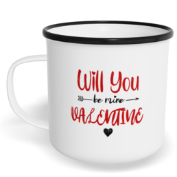 Hrnek plecháček s potiskem na míru - Will you be my Valentine