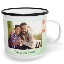 Hrnek plecháček s potiskem na míru - Watercolor camping