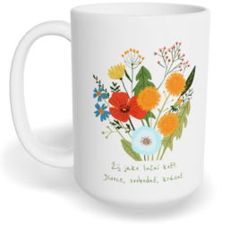 Hrnek klasický velký s vlastním potiskem - Žij jako luční květ
