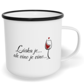 Hrnek plecháček s potiskem na míru - Víno je víno