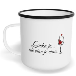 Hrnek plecháček s potiskem na míru - Víno je víno