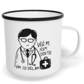 Hrnek plecháček s potiskem na míru - Věř mi, jsem doktor, vím, co dělám