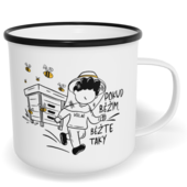 Hrnek plecháček s potiskem na míru - Včelař, pokud běžím, běžte taky