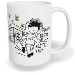 Hrnek klasický velký s vlastním potiskem - Včelař, pokud běžím, běžte taky