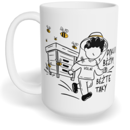 Hrnek klasický velký s vlastním potiskem - Včelař, pokud běžím, běžte taky