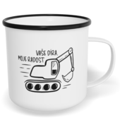 Hrnek plecháček s potiskem na míru - Vaše díra, moje radost